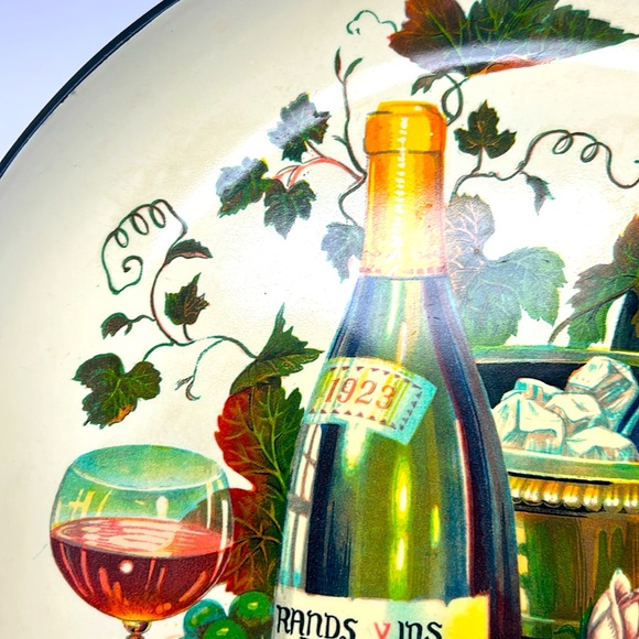 Vintage 13” round melamine/plastic wine design serving tray Japan - Picture 9 of 9